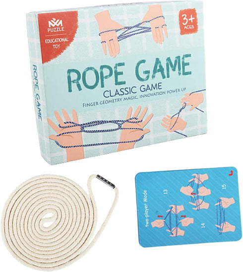 Cat's Cradle Game Set, Braided Rope Puzzle Educational String Plaything in Beige for Cooperative Play