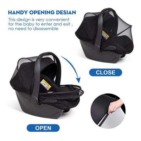 Beberoad Love Universal Car Seat Mosquito Net Insert, Breathable & Durable Mesh Net (Black)
