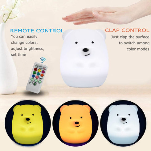 Bear Night Lights for Kids, Bedside Lamp for Nursery, Adjustable Brightness, Eye Caring, Gifts for Children