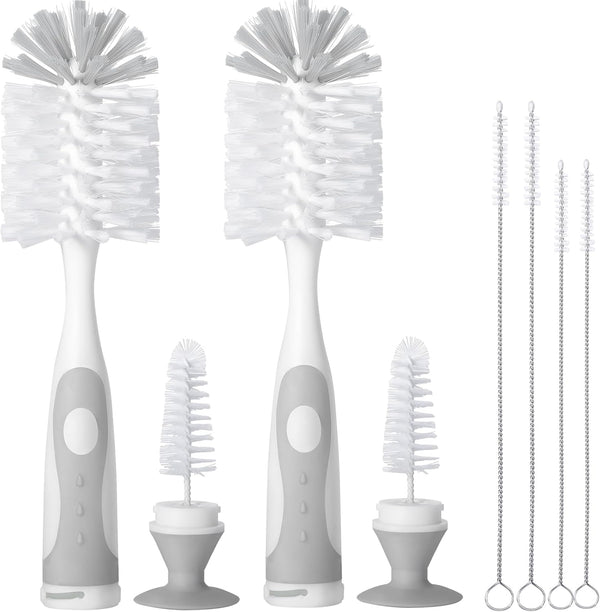 CAREBABYMORE 2 Pack Baby Bottle Brush with 4 Pack Straw Brushes, 10.2" Nylon