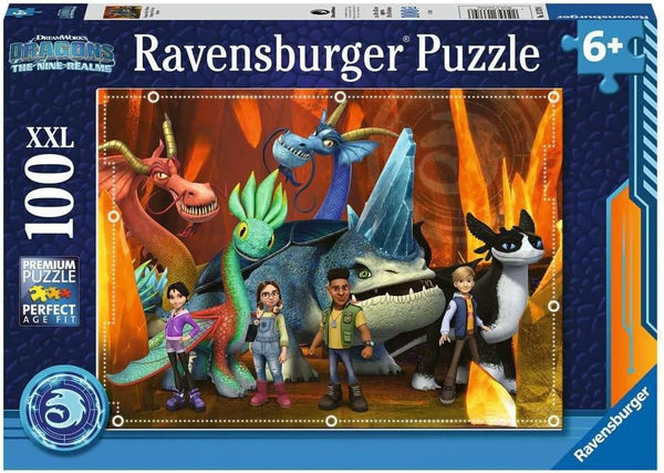 Ravensburger 13379 Children's Puzzle - Dragons: The 9 Worlds 100 Pieces XXL Puzzle for Children