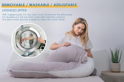 INSEN Pregnancy Pillows for Sleeping, Maternity Pillow with Cooling Cotton Cover, C Shaped for Pregnant Side