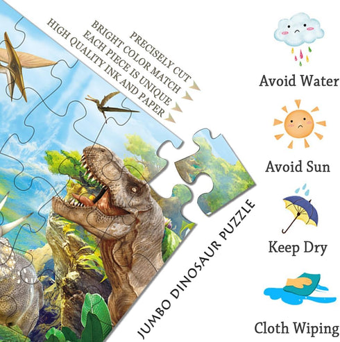 Dinosaur Jigsaw Puzzle for Kids Age 3-5, 4-8 Years - 35 Piece Jumbo Toddler Floor Puzzle Gift Box
