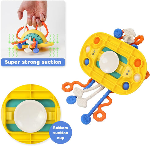 Baby Silicone Suction Cup Toy for High Chair, Toddler Sensory Toy for 6-12 Months, Montessori