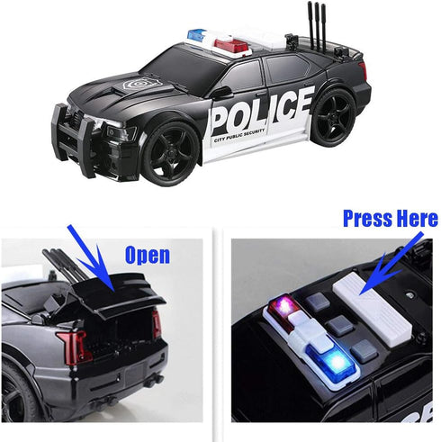 Police Car Toy Plastic Pursuit Rescue Vehicle with Sirens Sound and Light for Kids, Toddlers, Boys 1:20 Scale