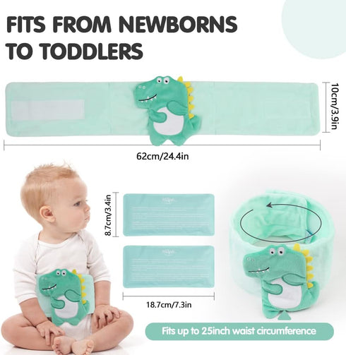 Upset Tummy 2 Packs Hilph Baby Colic, Gas and Stomach Relief, Heated Warmer Wrap with Gel for Newborns and Infants