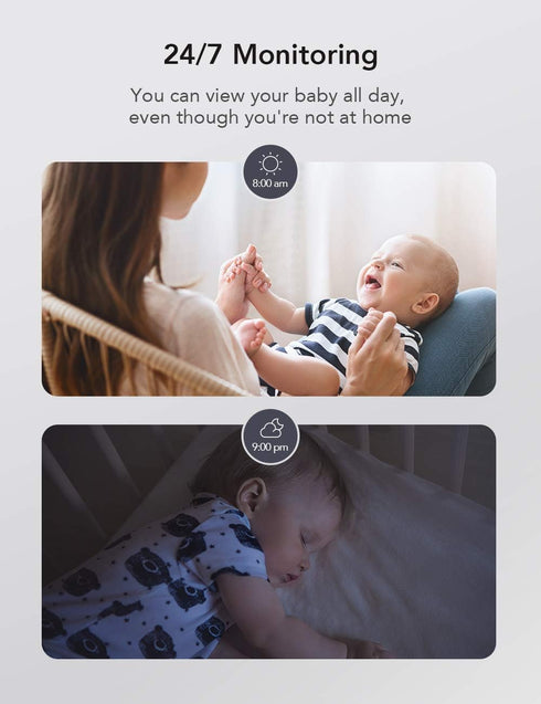 nooie 2K 2.4G Baby Monitor with SD Card, Baby Monitor with Camera and Audio, Indoor Camera with Night Vision, Motion