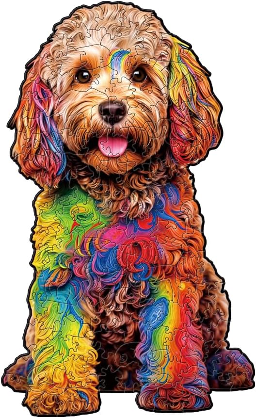 Labradoodle Dog Wooden Jigsaw Adult Puzzle by Nestologi, Unique Animal Puzzle, Goldendoodle