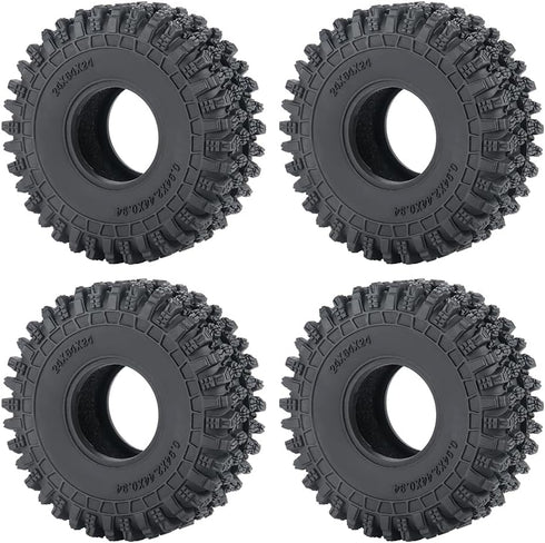 4PCS RC Soft Rubber 1.0 Tires 64MM with Foam Insert for 1/18 TRX4M 1/24 SCX24 Upgrades RC Crawler Car