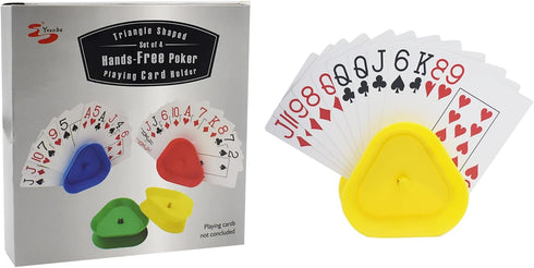 Yuanhe Playing Card Game Holder - Triangle Shaped Hands-Free Poker Holder Tray, Set of 4