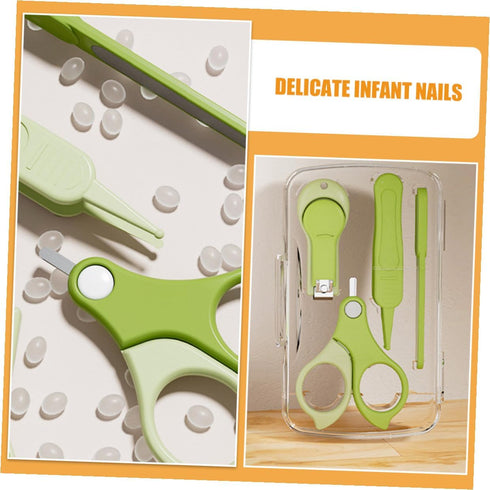Set Trimmer ORFOFE Nail Clipper with Nail and Scissors for Newborns and Infants, Portable Green Grooming Kit for Travel