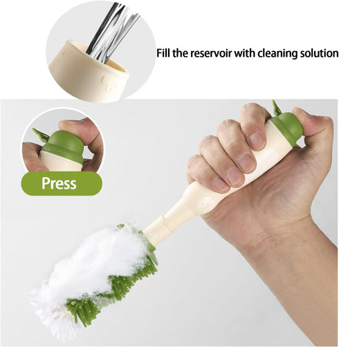 JSONO Baby Bottle Cleaning Kit - Liquid-Dispensing Brush System with Nipple & Straw Brushes - New Upgrade