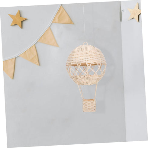 BESTOYARD Rustic Rattan Hot Air Balloon Lamp Shade Handwoven Wicker Wall Art Decor for Boy Girl Rooms Unique Natural