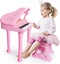 Love&Mini 31 Keys Pink Piano Keyboard Toys for Girls, with Microphone and Stool, Toddler Music Gifts for Ages 1-5