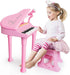 Love&Mini 31 Keys Pink Piano Keyboard Toys for Girls, with Microphone and Stool, Toddler Music Gifts for Ages 1-5