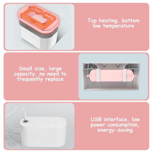 Vistnale Baby Wipe Warmer, Portable Wipe Warmer Dispenser with Adjustable Temperature & Night Light, Gentle Heating