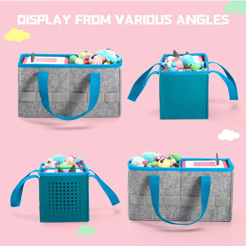 Carrying Case for Toniebox Starter Set, Travel Felt Cloth Musical Toy Folding Bag for Accessories (Blue)
