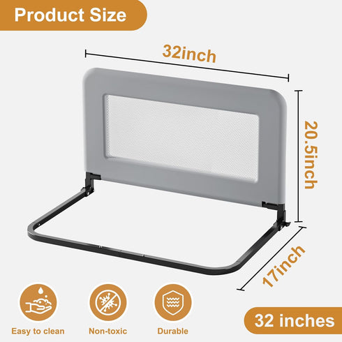 Toddler Bed Guard Rail for Baby - Sturdy Metal Safety Rail for Twin, Crib, Queen, Bunk, Full Side Beds - Kids Guardrail