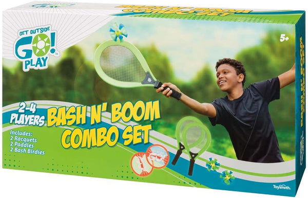 Toysmith Get Outside Go! Bash N Boom Combo Set, Outdoor Bashminton Game