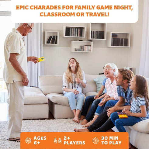 6+ 80 Epic Charades Mini Game for Kids Ages Travel-Friendly Mini Edition Act Out & Explain Cards with Illustrations