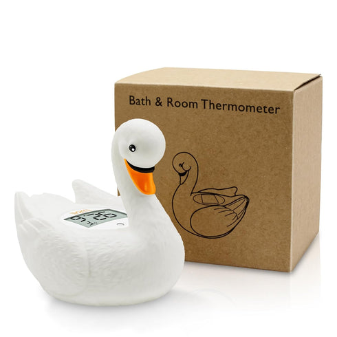 b&h Baby Bath Thermometer, White Swan Shaped Baby Safe Floating Bath Thermometer - Easy to Read Screen