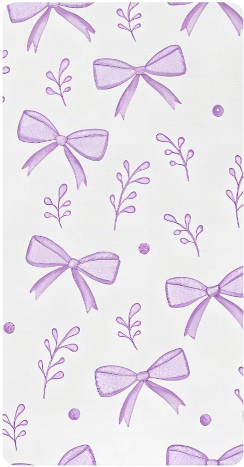 CZXW Purple Bows Crib Sheets Fitted 52" x 28" Natural Cotton Soft &