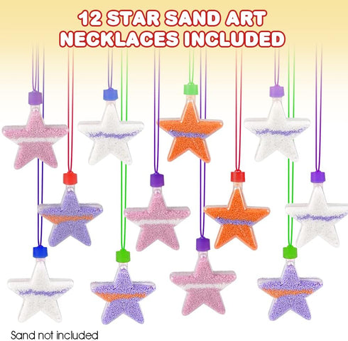 ArtCreativity Star Sand Art Bottle Necklaces, Pack of 36, Sand Art Craft Kit with Shaped Bottles, Party Supplies for
