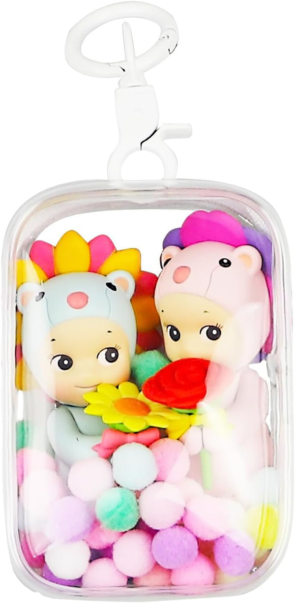 Clear Figure Display Bag with Keychain, Portable Small Doll Storage Bag with Zipper Closure for Collectibles