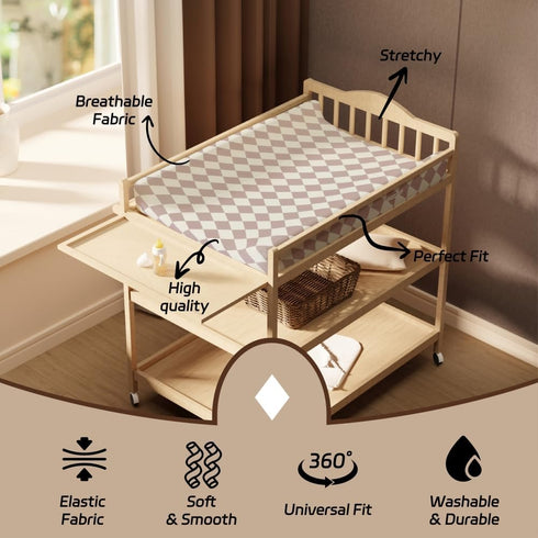 FIGEPO Set Fitted Baby Neutral Changing Pad Covers Bear and Buffalo Check Plaid Breathable Unisex Baby Sheet for Boys