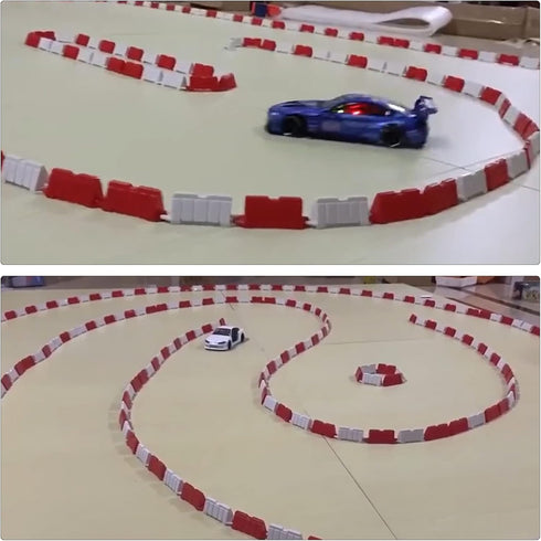Hobby Fans 120 Pieces RC Car Racing Track Drift Field Fence for Mini RC Cars 1/14 1/16 1/18 1/24 1/28 (Red+White)