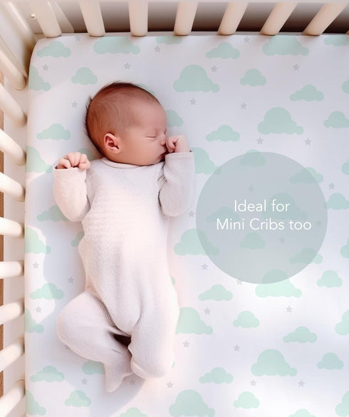 100% Pack 2 Organic Cotton Fitted Sheets Fit and are Compatible with Graco n Play, Babyletto, Pamo Babe, Hiccapop