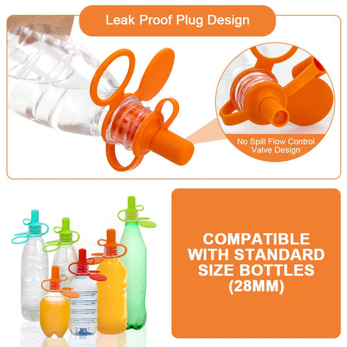 Morlike 8 Pack Baby Water Bottle Cap Silicone Spout Adapter, No Spill & BPA Free for Kids and Adults