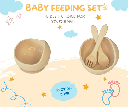 Baby Silicone Feeding Set - 8 in 1 First Stage Toddler Utensils with Bib, Sippy Cup, Suction Bowl, Fork & Spoon Sets