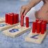 Excellerations Peg Number Board - 10 Rubberwood Boards, 55 Wood Pegs, Storage Bag, Montessori Math Materials for Kids,