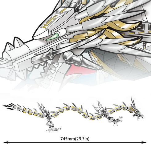 HONLANCH Dragon Series White Building Blocks Set (1485 Pieces) - Mechanical Hurricane Toys Gifts for Kids and Adults