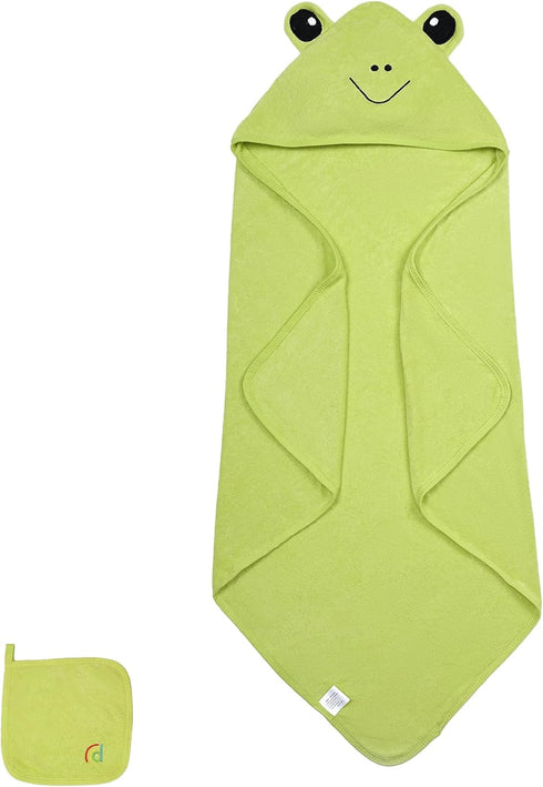 Hooded Baby Towel and Washcloth Set, Viscose and Cotton, Ultra Soft, Absorbent,