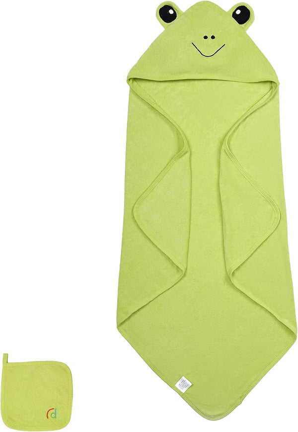 Hooded Baby Towel and Washcloth Set, Viscose and Cotton, Ultra Soft, Absorbent,