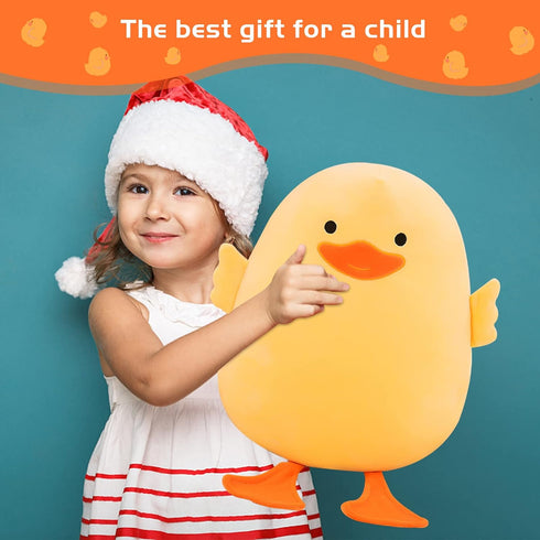 Plush Duck Stuffed Animal - 15.7in Long-Legged Yellow Duckling Soft Toy for Kids and Friends