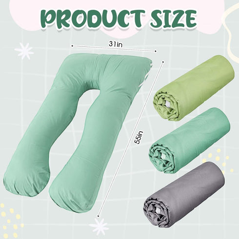 Hahafelt 3 55"x31" Pcs U-Shaped Pregnancy Pillow Cover, Cotton or Crystal Velvet Maternity, Soft Breathable Fit