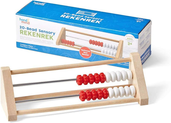 hand2mind 20-Bead Wooden Rekenrek Abacus for Kids Math, Counting Manipulatives, Homeschool Supplies (Set of 1)