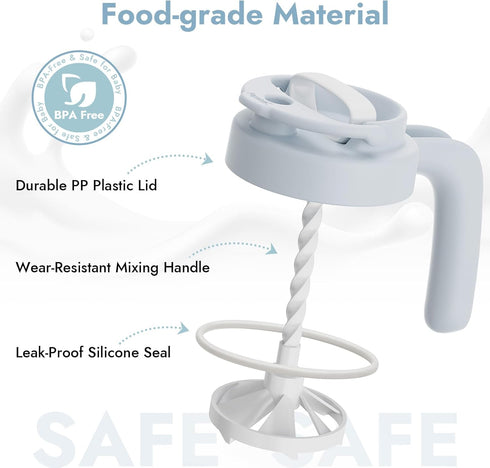 32oz Papablic Formula Mixing Pitcher Lid, Breastmilk Pitcher Mixing Handle & Flip Locking Spout for Mixing