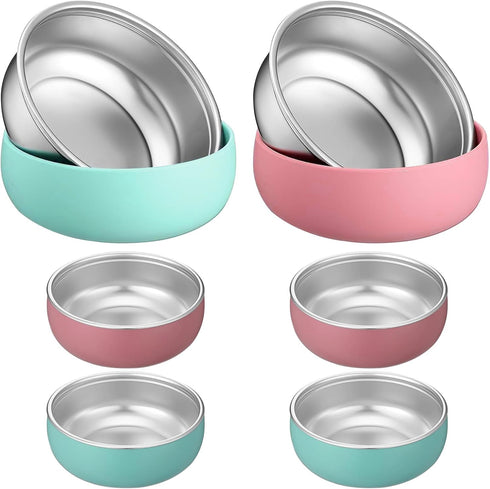 Oariips 6 Pack Stainless Steel Kids Bowls, Baby Bowls with Removable Silicone Shell,