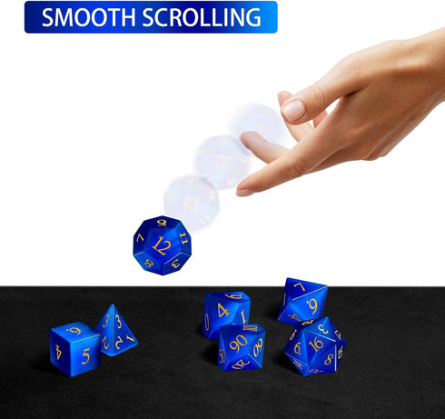LUCKY-M Cat Eye DND Dice Sets, Blue Gemstone Dice for Dungeons and Dragons, RPG Dice Gift for Men (CE-Blue)