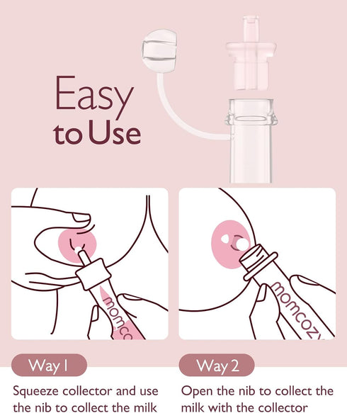 Momcozy 5ml-6pcs Colostrum Collector Reusable Breast Milk Collector with Storage Case and Cotton Wipe, Portable