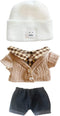 niannyyhouse 7.8in/20cm Plush Doll Clothes, Hat, Button Sweater & Denim Flanging Jeans Dressup