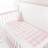 Set Pink Checkered Fitted Crib Sheets & Nursing Pillow Cover for Baby Boys and Girls