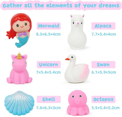 1-3, Set Swimming Bath Toys for Toddlers No Hole Cute Light Up Bathtub Toys Floating Rubber Sea Animal with Flashing