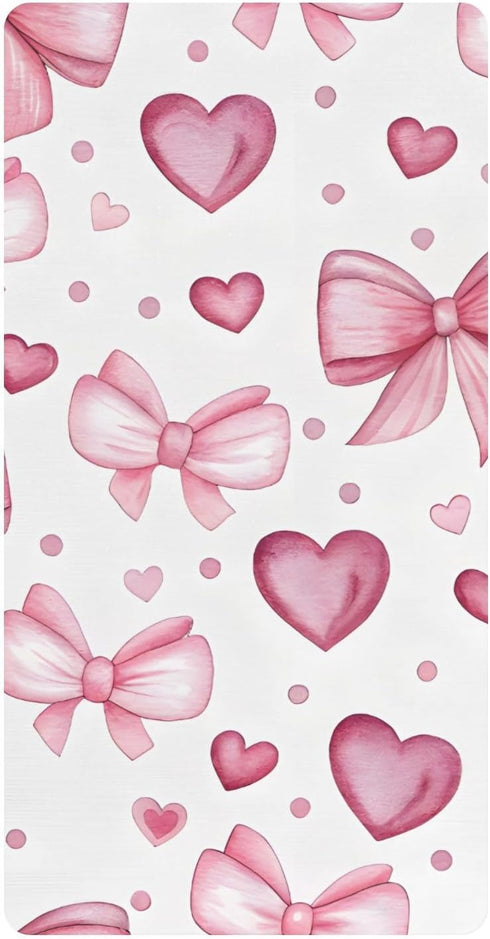 CZXW Pink Bowknots Crib Sheets Fitted 52" x 28" Natural Cotton Soft &