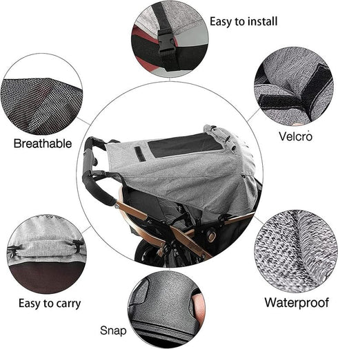 Universal Stroller Sun Shade - UPF 50+ Waterproof Cover for Baby Sun Protection, Joggers & Summer Accessories