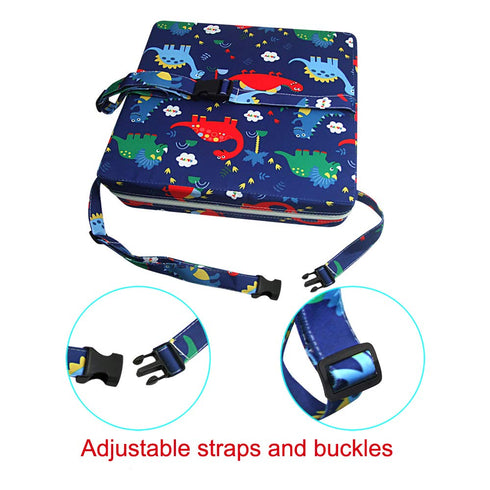 Dining Chair Heightening Cushion, Portable Adjustable Highchair Booster for Baby Toddler Kids, Dark Blue